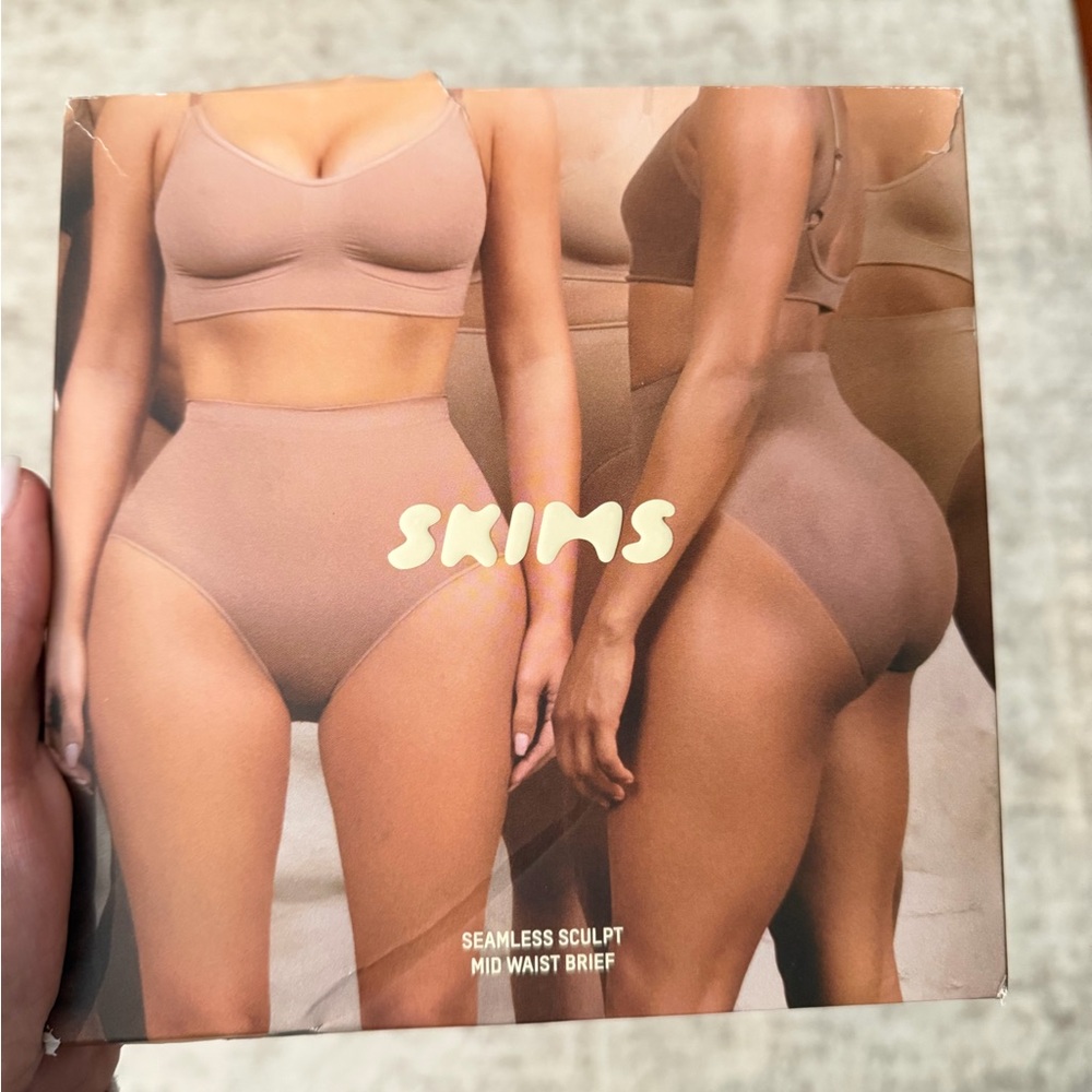SKIMS Mid Waist Brief in Rich Brown